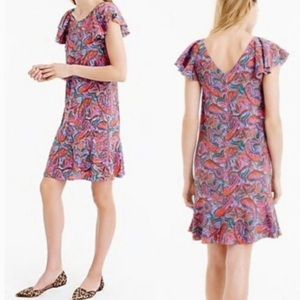 J. Crew Multi Color Paisley Founce Dress